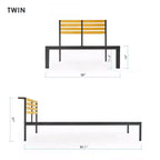Kasi Cama de plataforma de metal con estante en el cabecero – Negro, no requiere somier