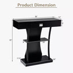 Mesa Consola en Forma de T – Cajón, Estantes, Kits Antivuelco, Recibidor/Entrada Moderno, Negra